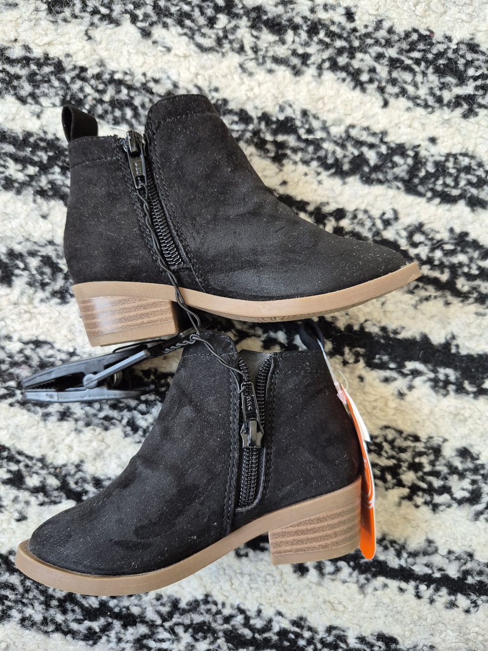 Wonder Nation Suede-Look Kids Ankle Booties with Brown Heel